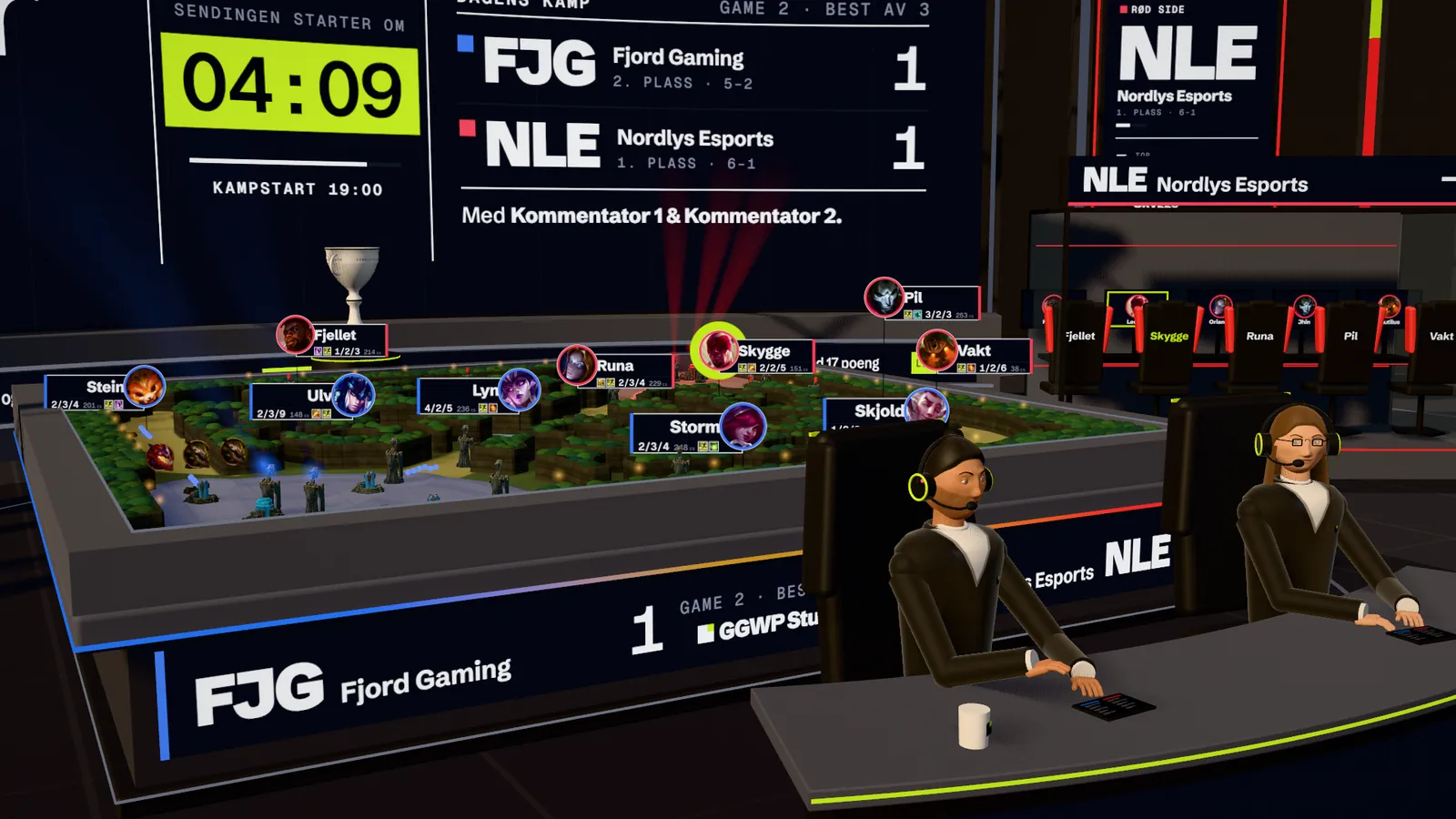 The 3D studio: casters at the desk beside the map table.